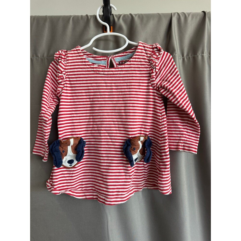 Mini Boden Appliqué Dog Pocket Tunic Stripe 2/3 Years